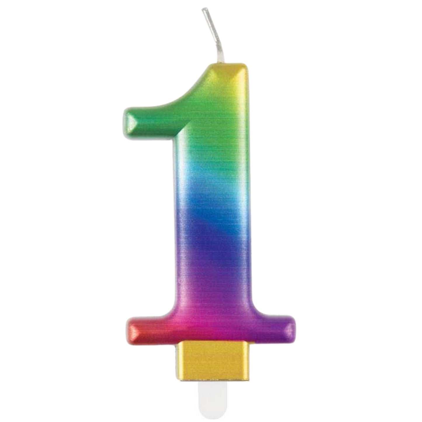 3.5"/ 8.5cm METALLIC RAINBOW NUMBER '1' BIRTHDAY CANDLE