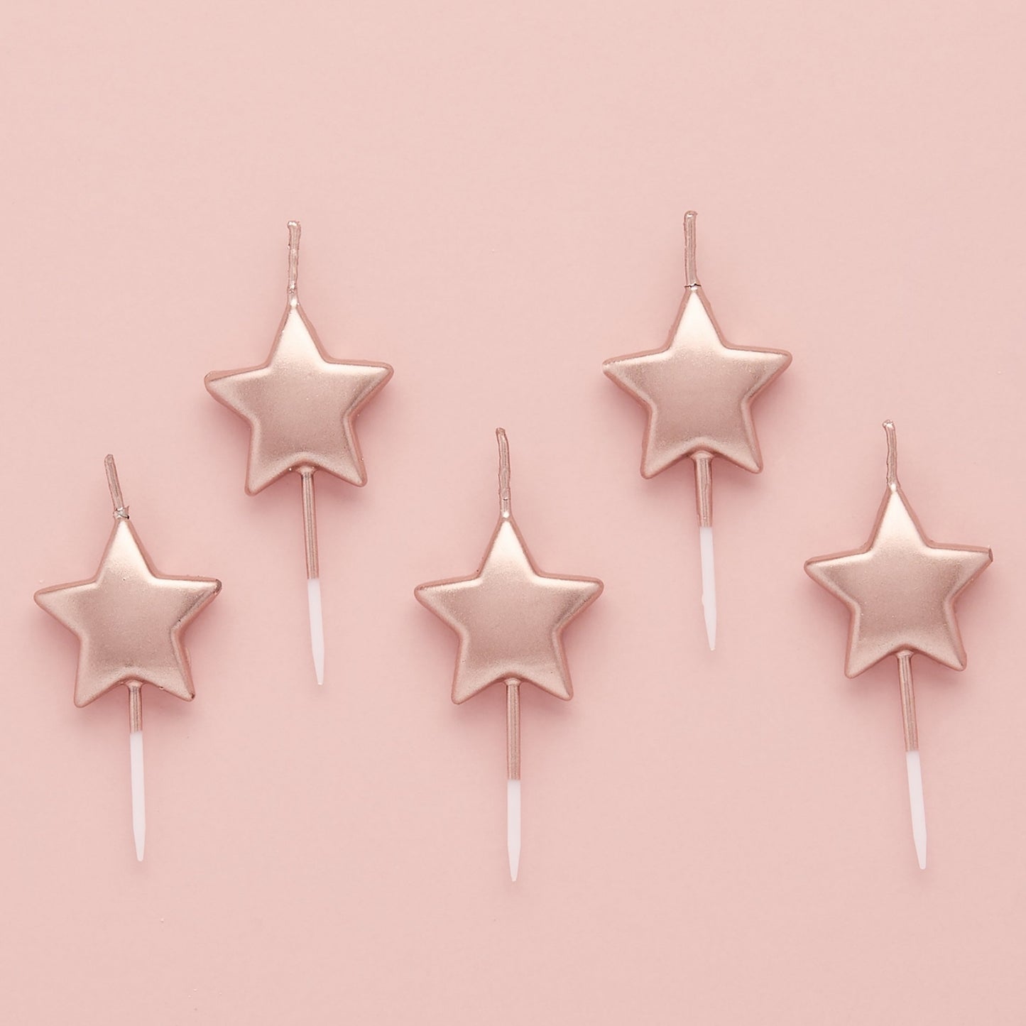 2"/ 5cm ROSE GOLD STAR CANDLES (5 PACK)