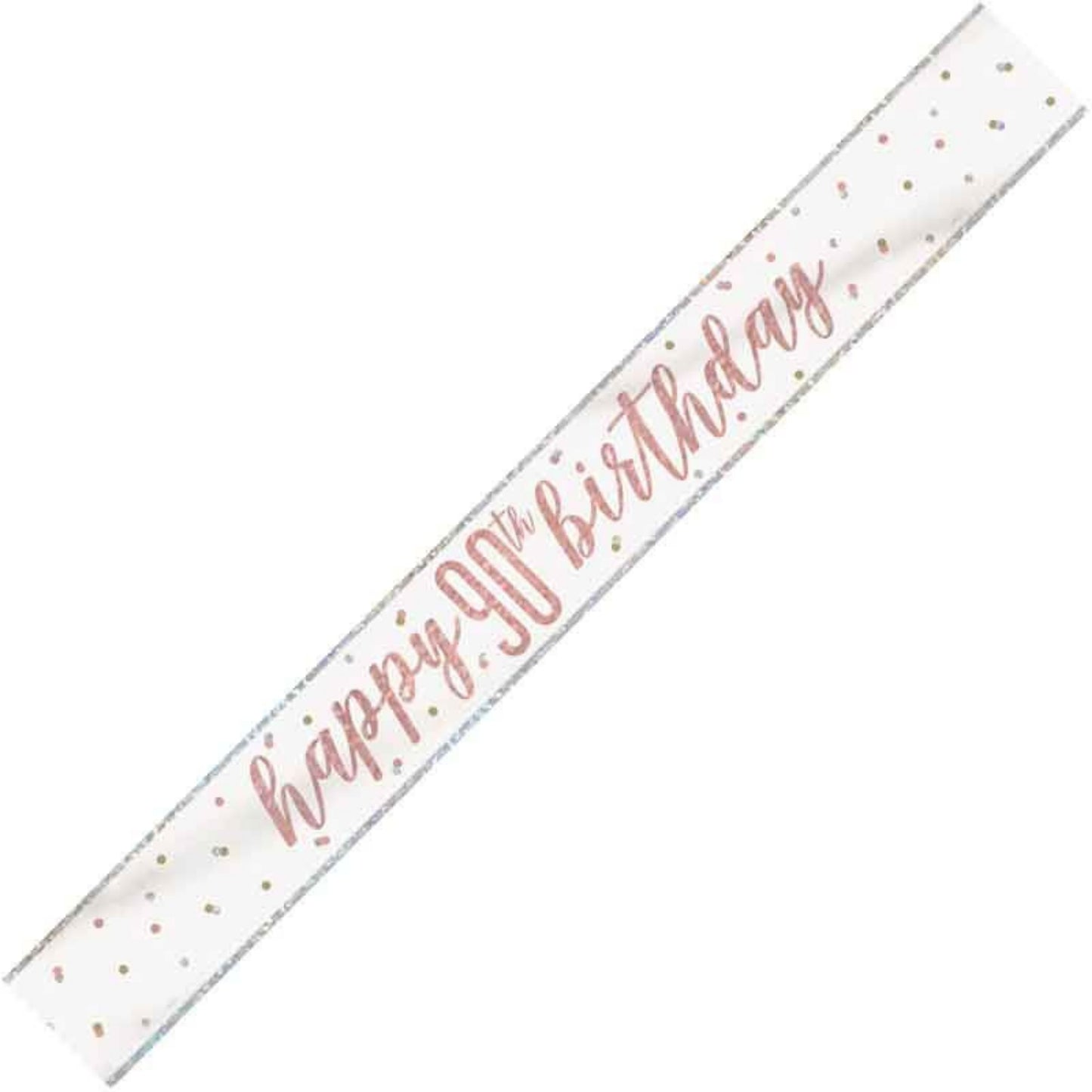 9ft / 2.7m GLITZ ROSE GOLD 90TH BIRTHDAY BANNER