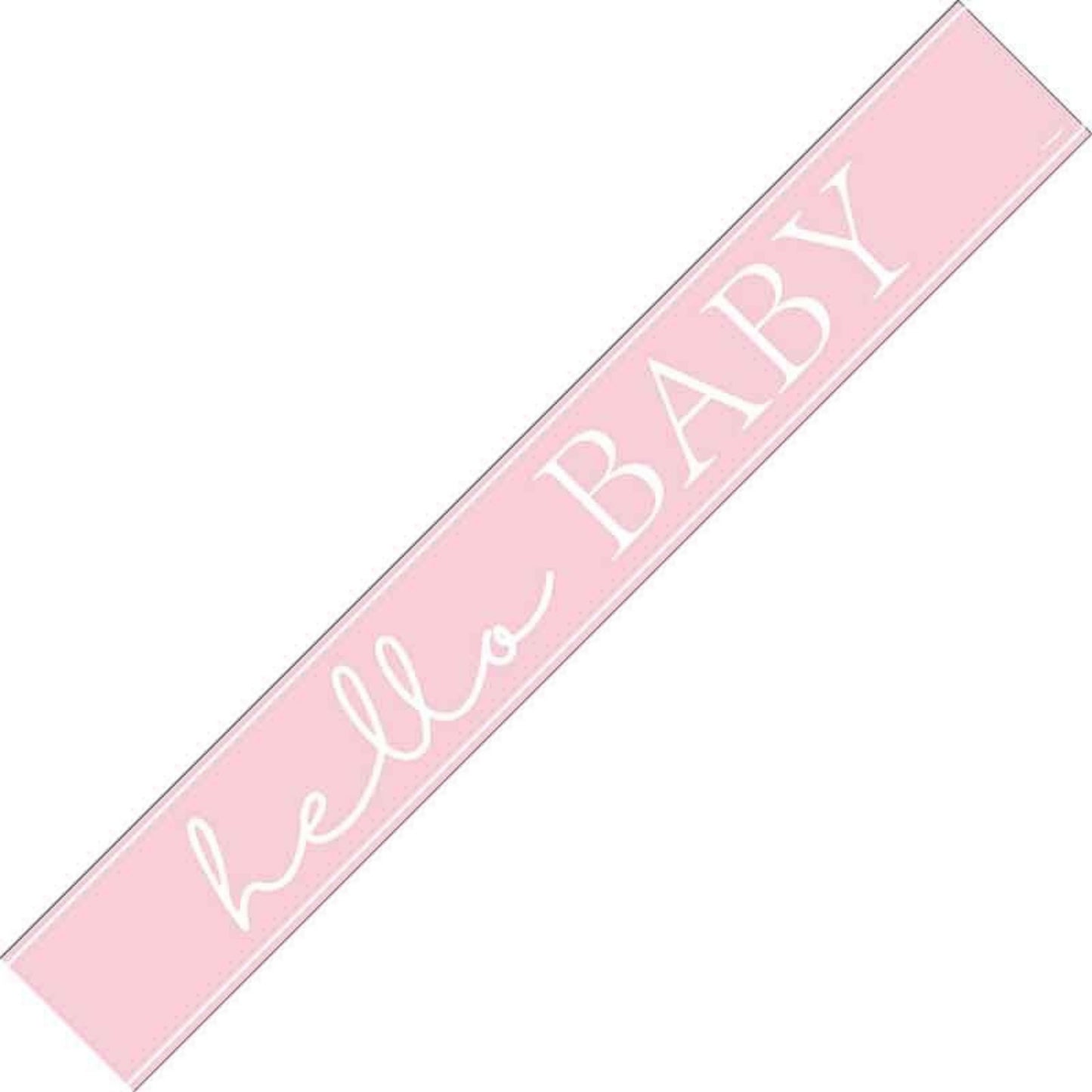 9ft / 2.7m PINK HELLO BABY FOIL BANNER