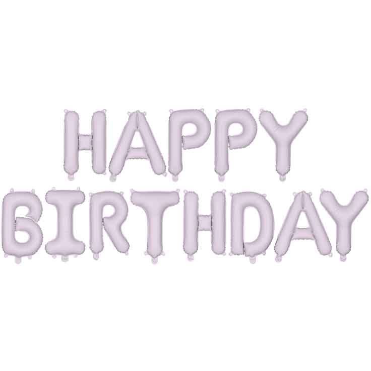 PASTEL PURPLE 'HAPPY BIRTHDAY' AIR FILL FOIL LETTER BALLOON KIT (134 x 14"/ 340 x 35cm)