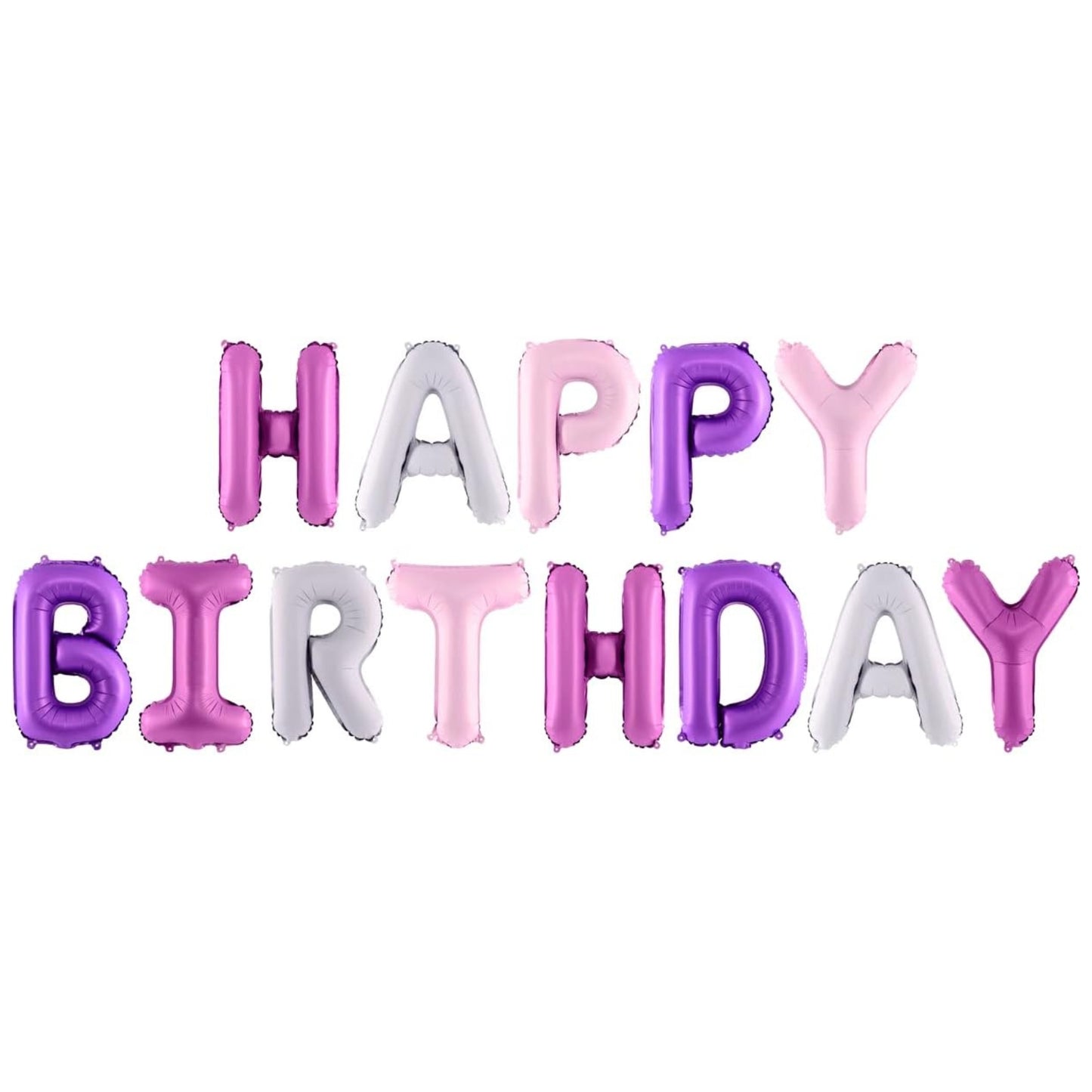 PINK, SILVER & PURPLE 'HAPPY BIRTHDAY' AIR FILL FOIL LETTER BALLOON KIT (134 x 14"/ 340 x 35cm)