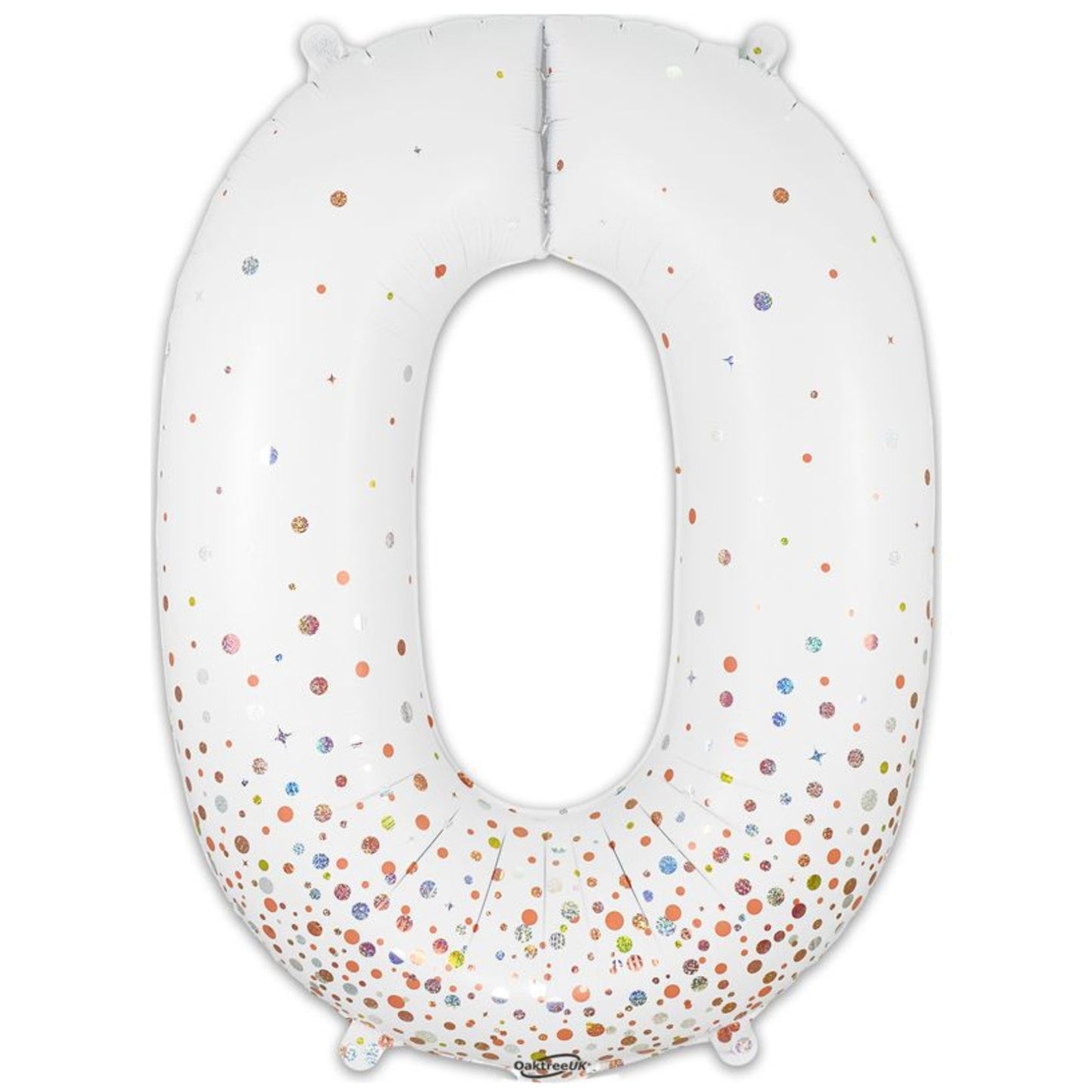 34"/ 86cm SPARKLING FIZZ HOLOGRAPHIC ROSE GOLD GIANT NUMBER '0' FOIL BALLOON