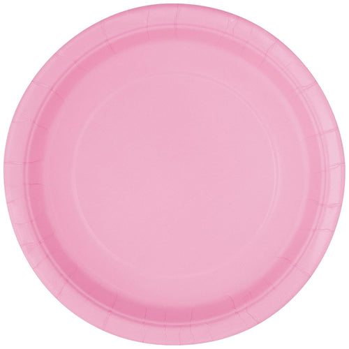 LOVELY LIGHT PINK ROUND PAPER PLATES (23cm - 16 PACK)