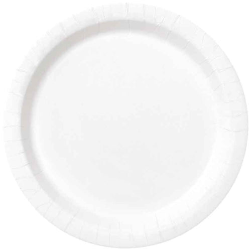 BRIGHT WHITE ROUND PAPER PLATES (23cm - 16 PACK)