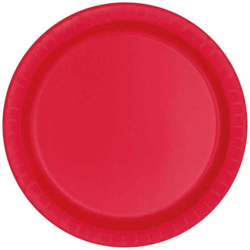 RUBY RED ROUND PAPER PLATES (22cm - 16 PACK)