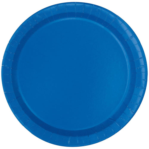 ROYAL BLUE ROUND PAPER PLATES (23cm - 16 PACK)