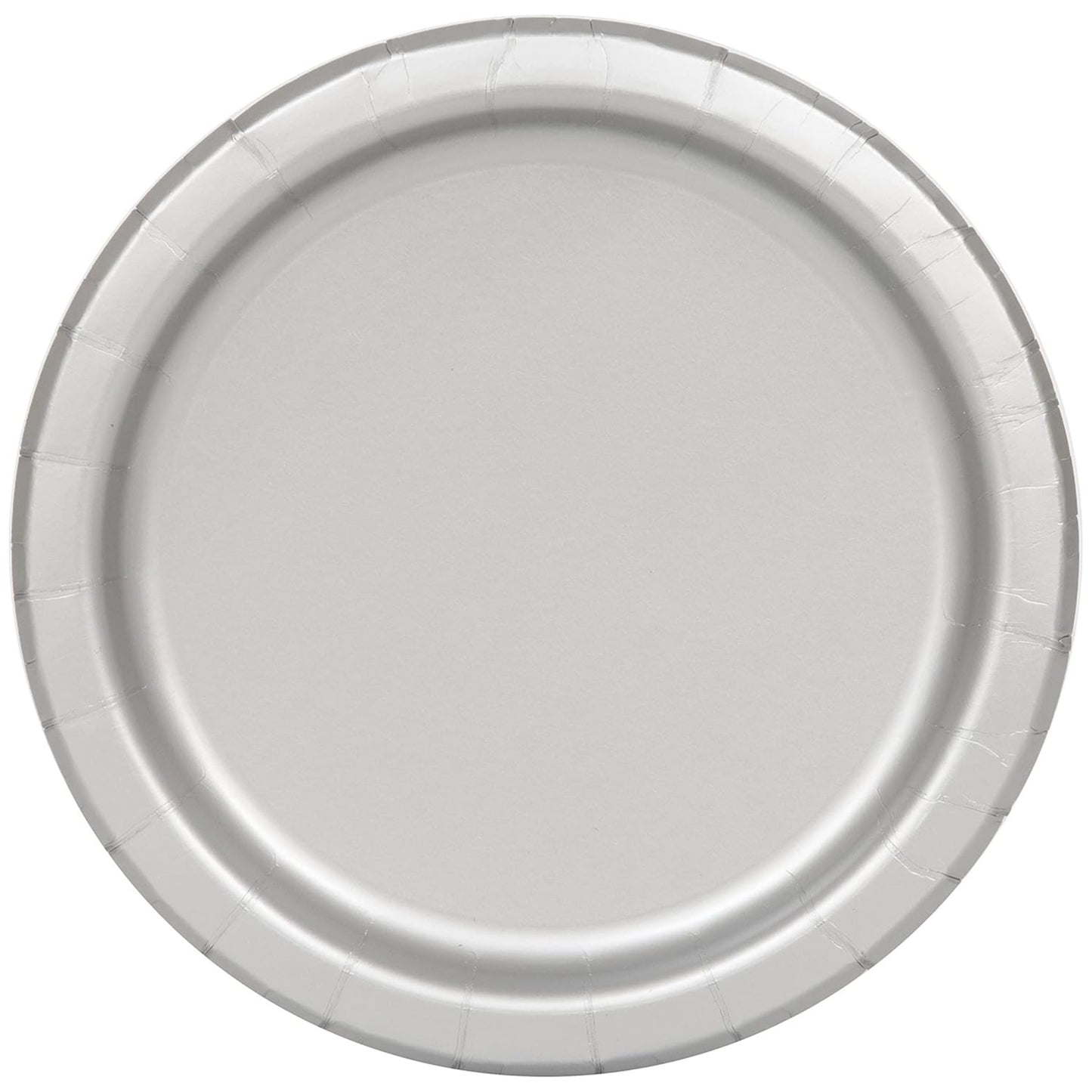 SHINY SILVER ROUND PAPER PLATES (23cm - 16 PACK)