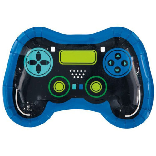 GAMER BIRTHDAY CONTROLLER SHAPED PLATES (22cm - 8 PACK)