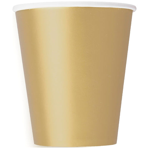 GLEAMING GOLD PAPER CUPS (266ml - 14 PACK)