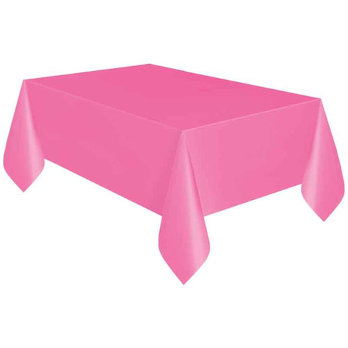 HOT PINK PLASTIC TABLE COVER (1.37m x 2.74m)