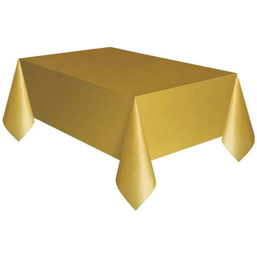 GLEAMING GOLD PLASTIC TABLE COVER (1.37m x 2.74m)