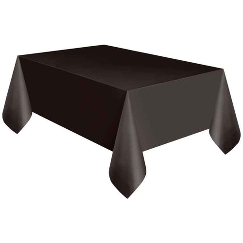 MIDNIGHT BLACK PLASTIC TABLE COVER (1.37m x 2.74m)