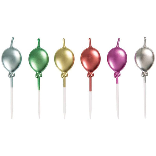 METALLIC BALLOON CANDLES (6 PACK)