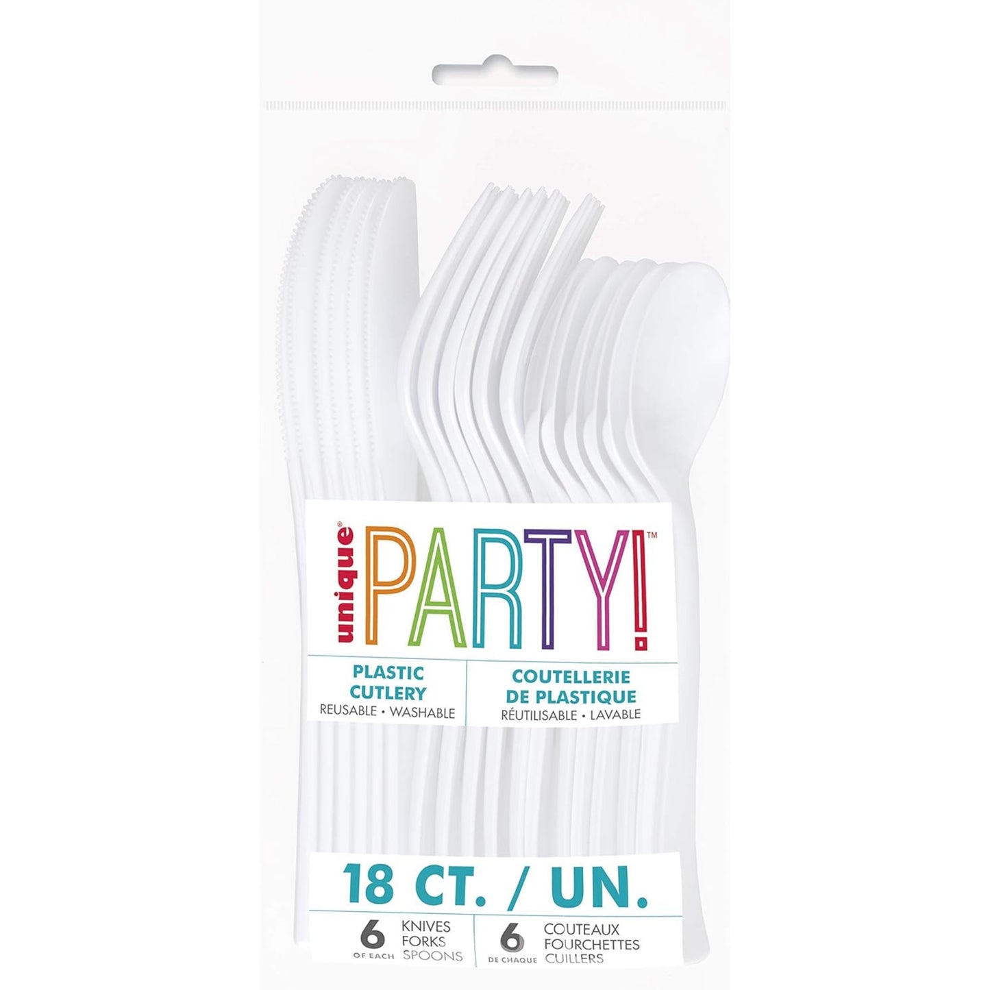 BRIGHT WHITE PLASTIC CUTLERY (18 PACK)
