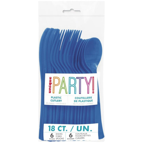 ROYAL BLUE PLASTIC CUTLERY (18 PACK)