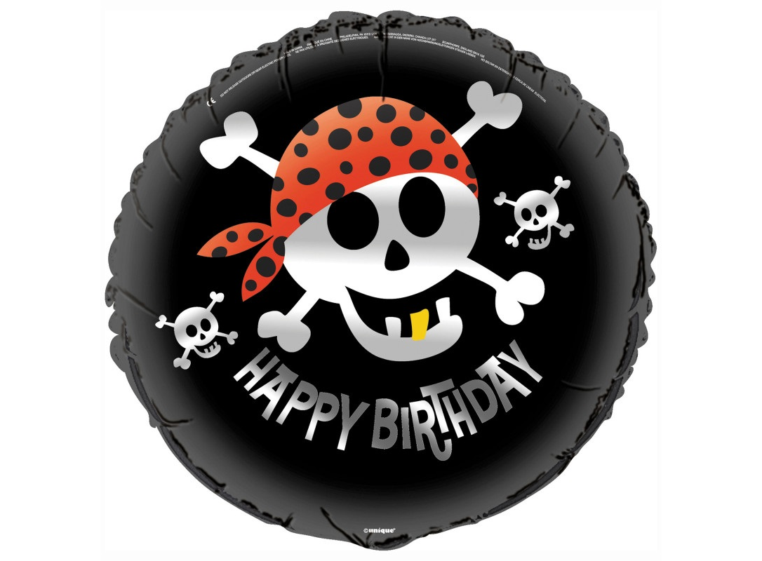 18"/ 46cm PIRATE HAPPY BIRTHDAY ROUND FOIL BALLOON