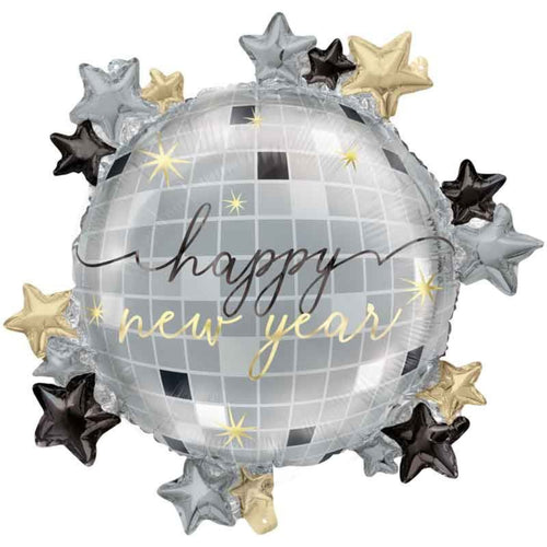 25"/ 64cm DISCO NEW YEAR SUPERSHAPE FOIL BALLOON