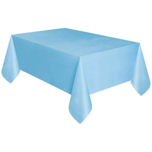 PALE POWDER BLUE PLASTIC TABLE COVER (1.37m x 2.74m)