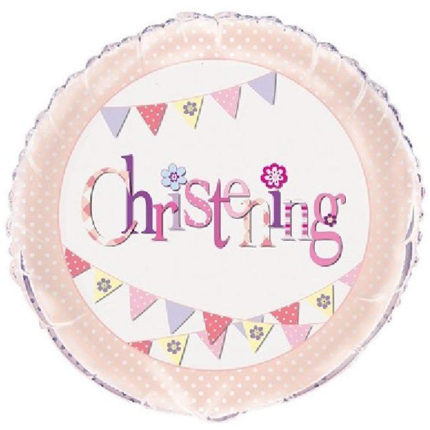 18"/ 46cm PINK CHRISTENING ROUND FOIL BALLOON