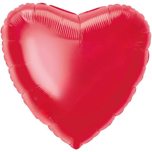 18"/ 46cm PLAIN RED HEART FOIL BALLOON