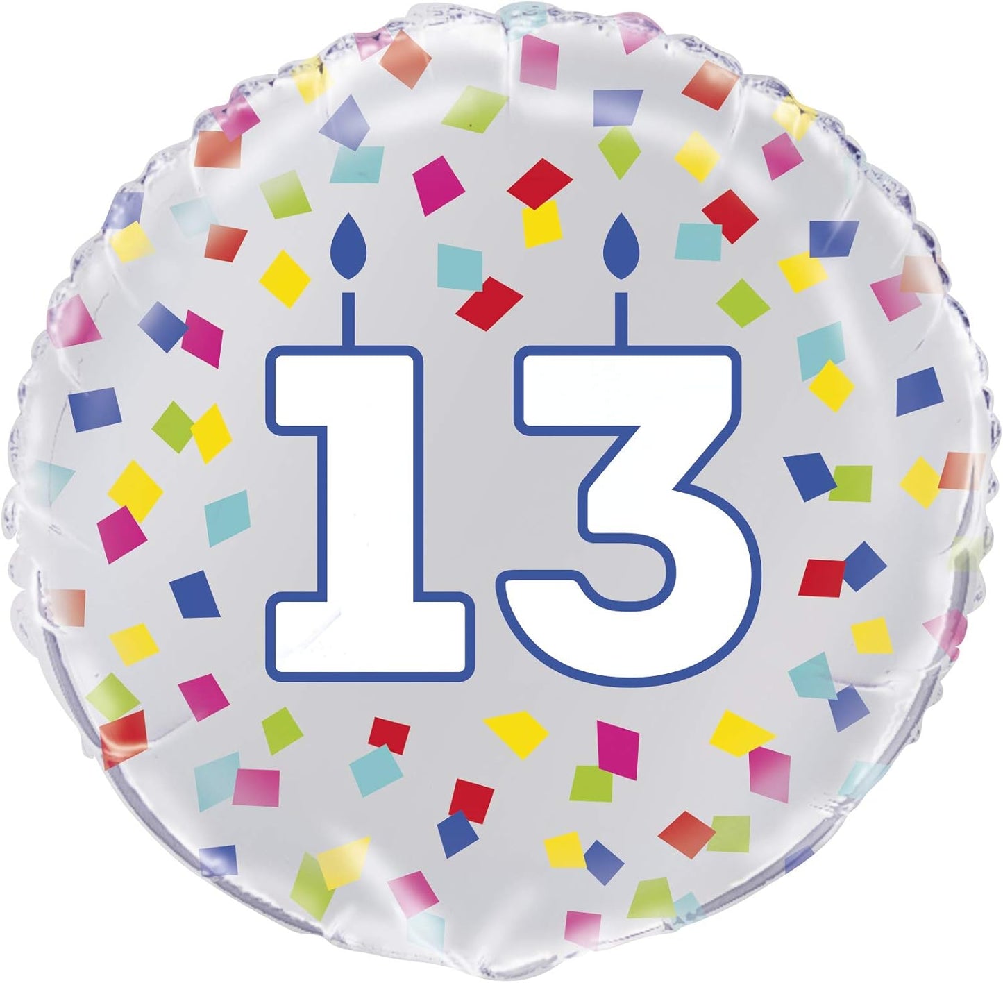 18"/ 46cm RAINBOW CONFETTI 13TH BIRTHDAY ROUND FOIL BALLOON