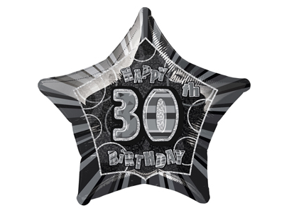 20"/ 51cm BLACK / SILVER STAR FOIL BALLOON STAR SHAPE FOIL BALLOON