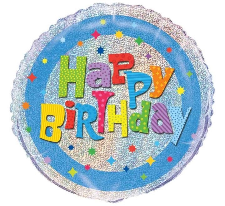 18"/ 46cm HAPPY BIRTHDAY WACKY PRISM ROUND FOIL BALLOON