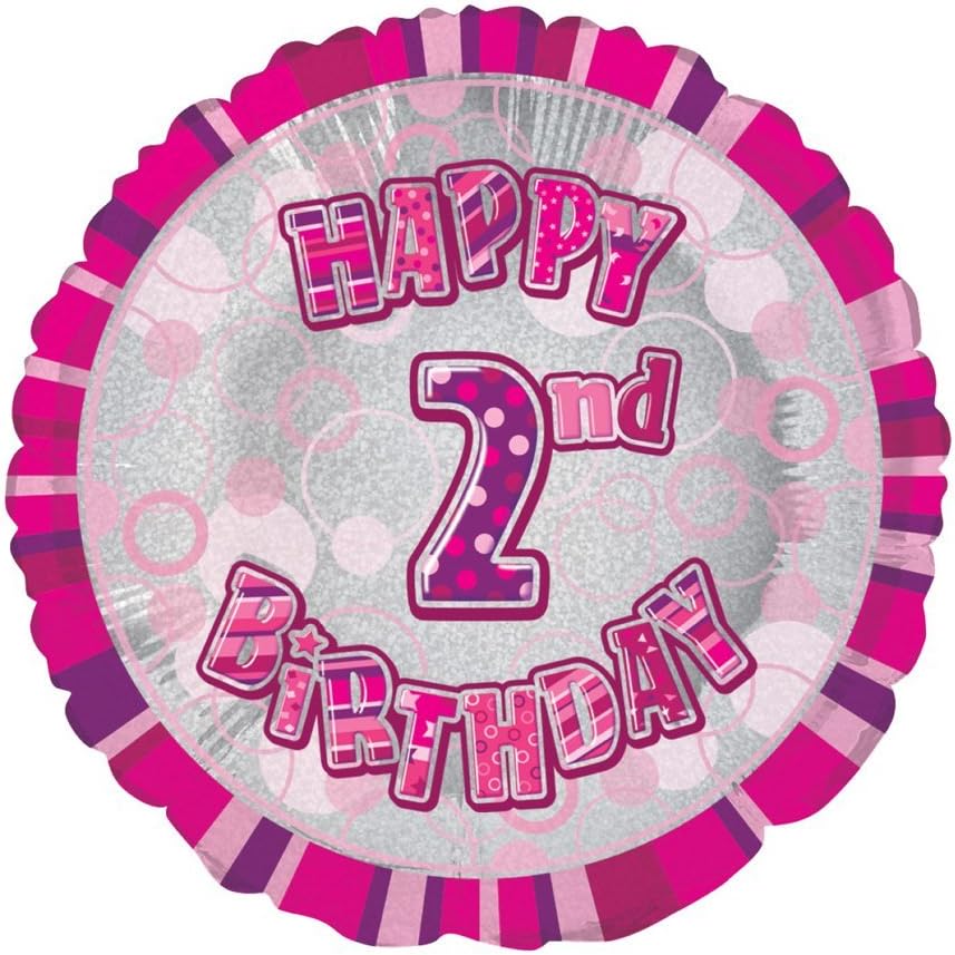 18"/ 46cm AGE 2 PINK PRISM ROUND FOIL BALLOON