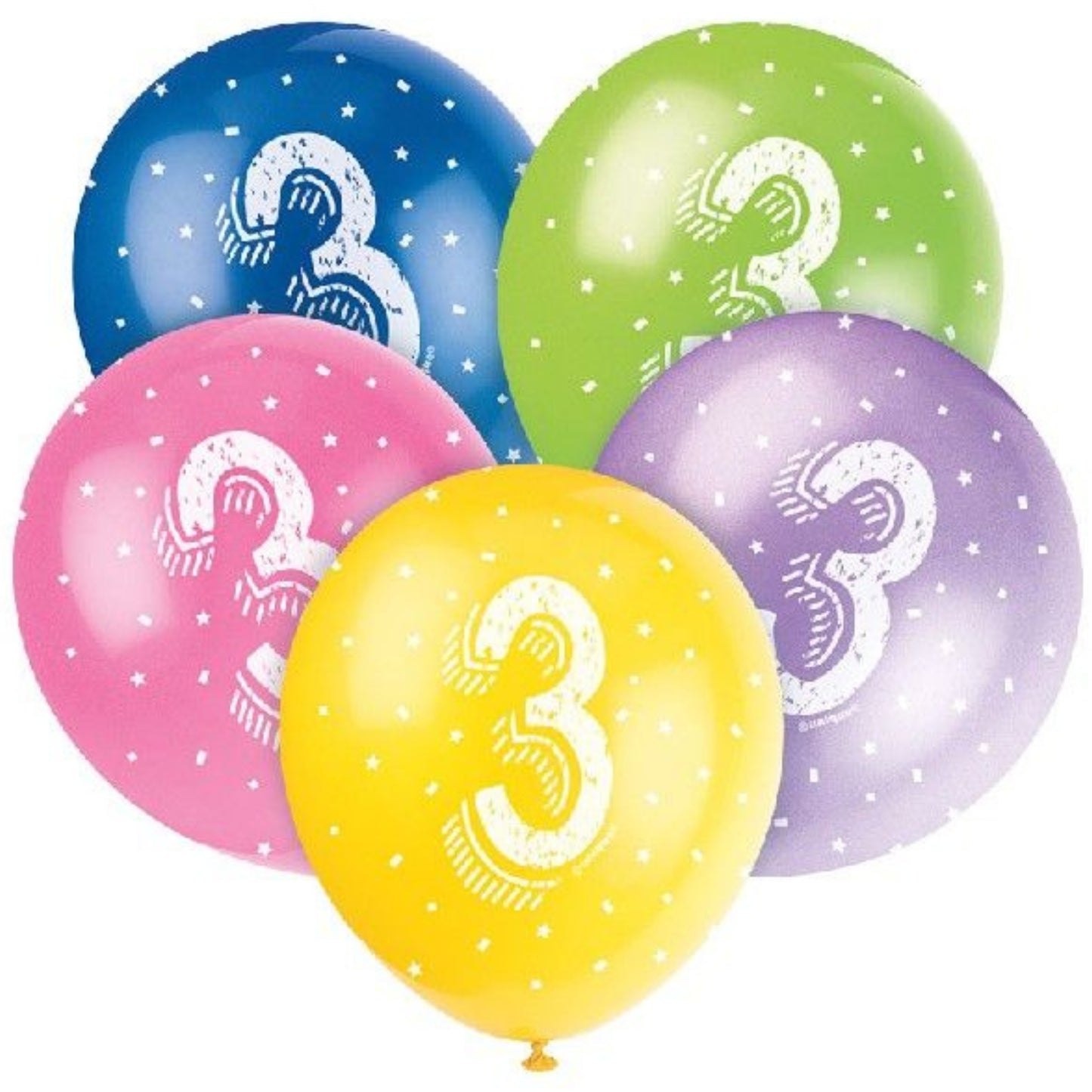 12"/ 30cm NUMBER '3' LATEX BALLOONS (5 PACK)