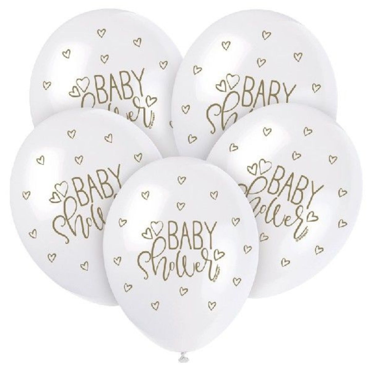 12"/ 30cm GOLD BABY SHOWER 5 PACK LATEX BALLOONS