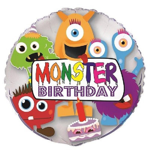 18"/ 46cm MONSTER BIRTHDAY ROUND FOIL BALLOON
