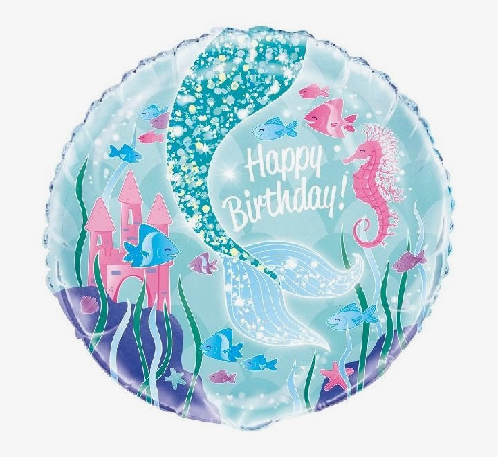 18"/ 46cm HAPPY BIRTHDAY MERMAID ROUND FOIL BALLOON