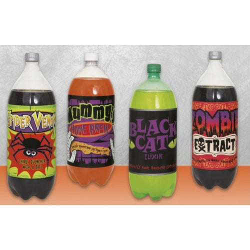 HALLOWEEN SODA BOTTLE LABELS (FOR 2L BOTTLES - 4 PACK)