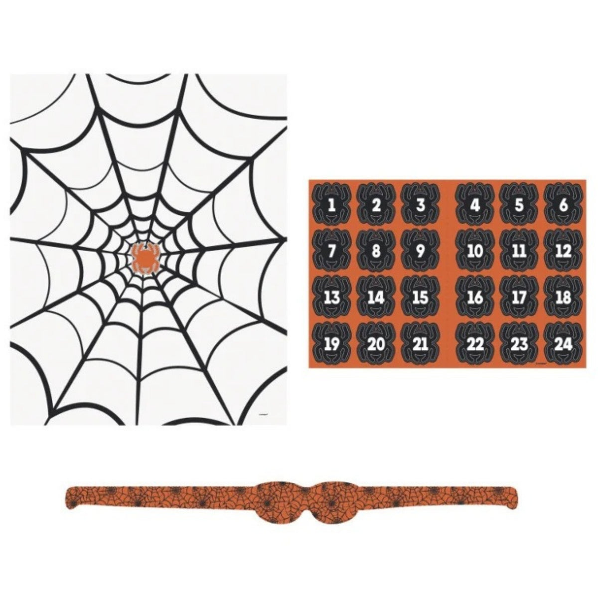 HALLOWEEN SPIDER WEB PIN-THE-TAIL GAME FOR 24 PEOPLE