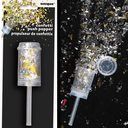 GOLD & SILVER FOIL CONFETTI PUSH POPPER