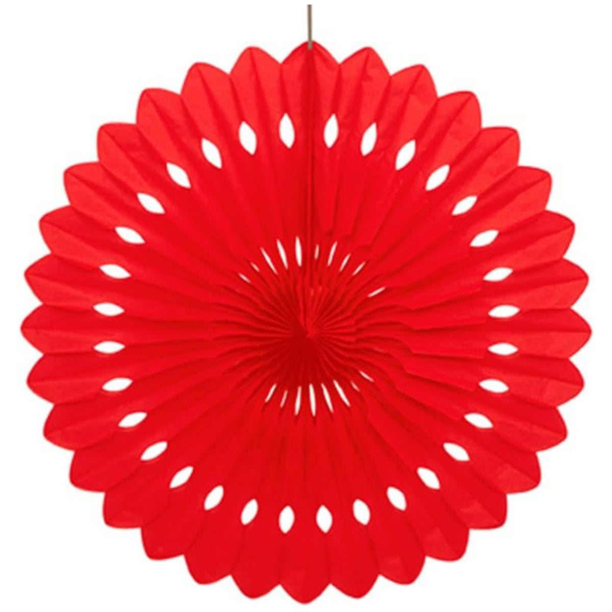 40cm RUBY RED TISSUE PAPER FAN HANGING DECORATION