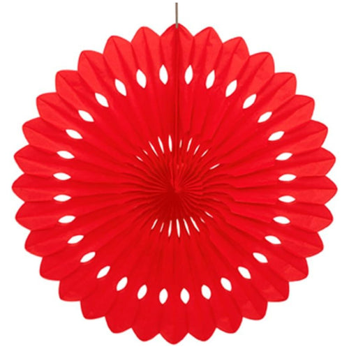 40cm RUBY RED TISSUE PAPER FAN HANGING DECORATION