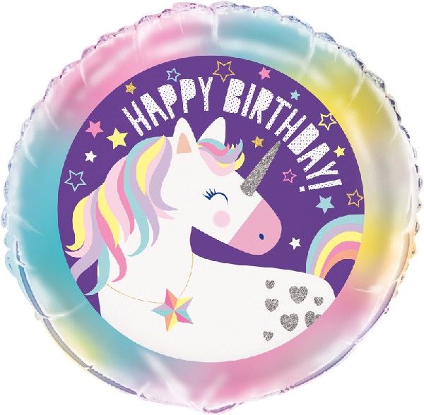 18"/ 46cm HAPPY BIRTHDAY! UNICORN ROUND FOIL BALLOON