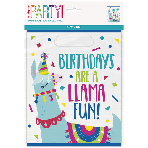 VIBRANT LLAMA PARTY BAGS (19cm x 27cm - 8 PACK)