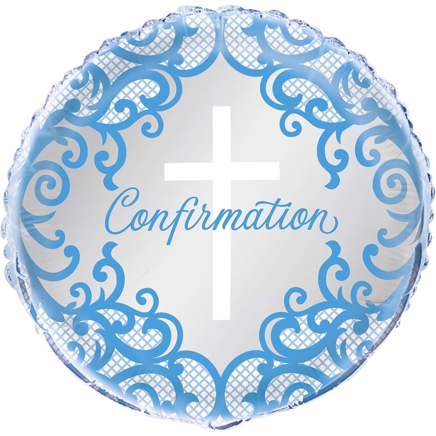 18"/ 46cm FANCY BLUE CROSS CONFIRMATION FOIL BALLOON