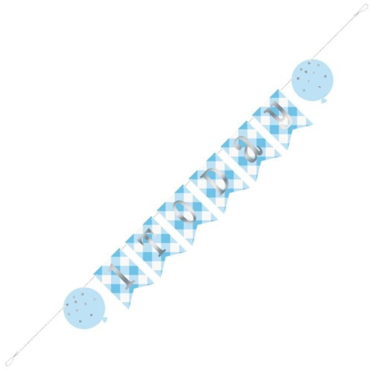 6ft / 1.82m 1 TODAY BLUE GINGHAM LETTER BANNER