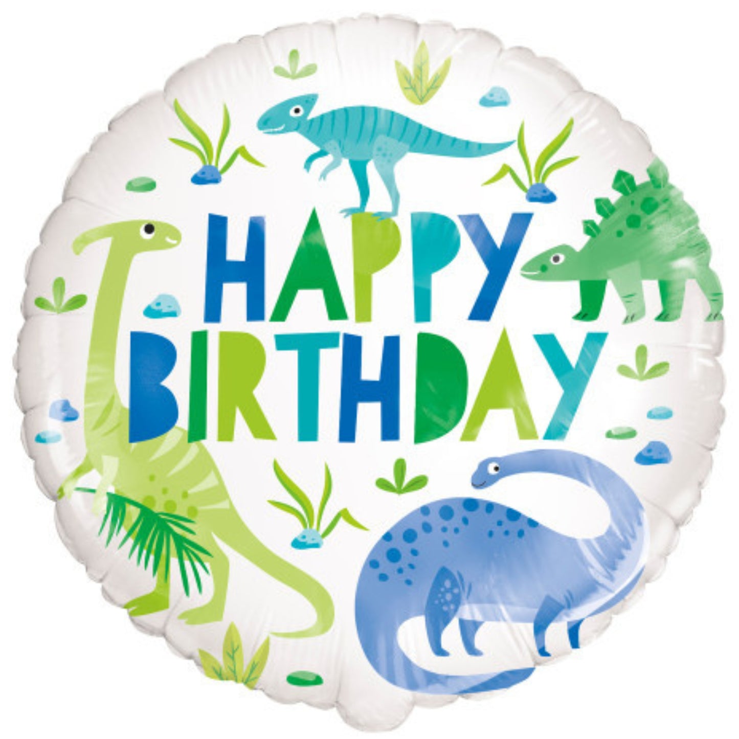 18"/ 46cm BLUE & GREEN DINOSAUR ROUND FOIL BALLOON