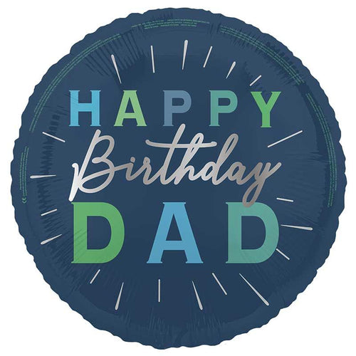 18"/ 46cm HAPPY BIRTHDAY DAD ROUND FOIL BALLOON