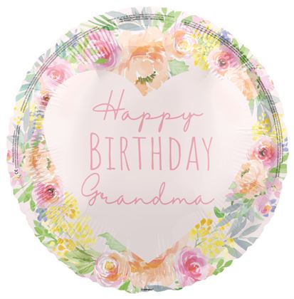 18"/ 46cm HAPPY BIRTHDAY GRANDMA ROUND FOIL BALLOON