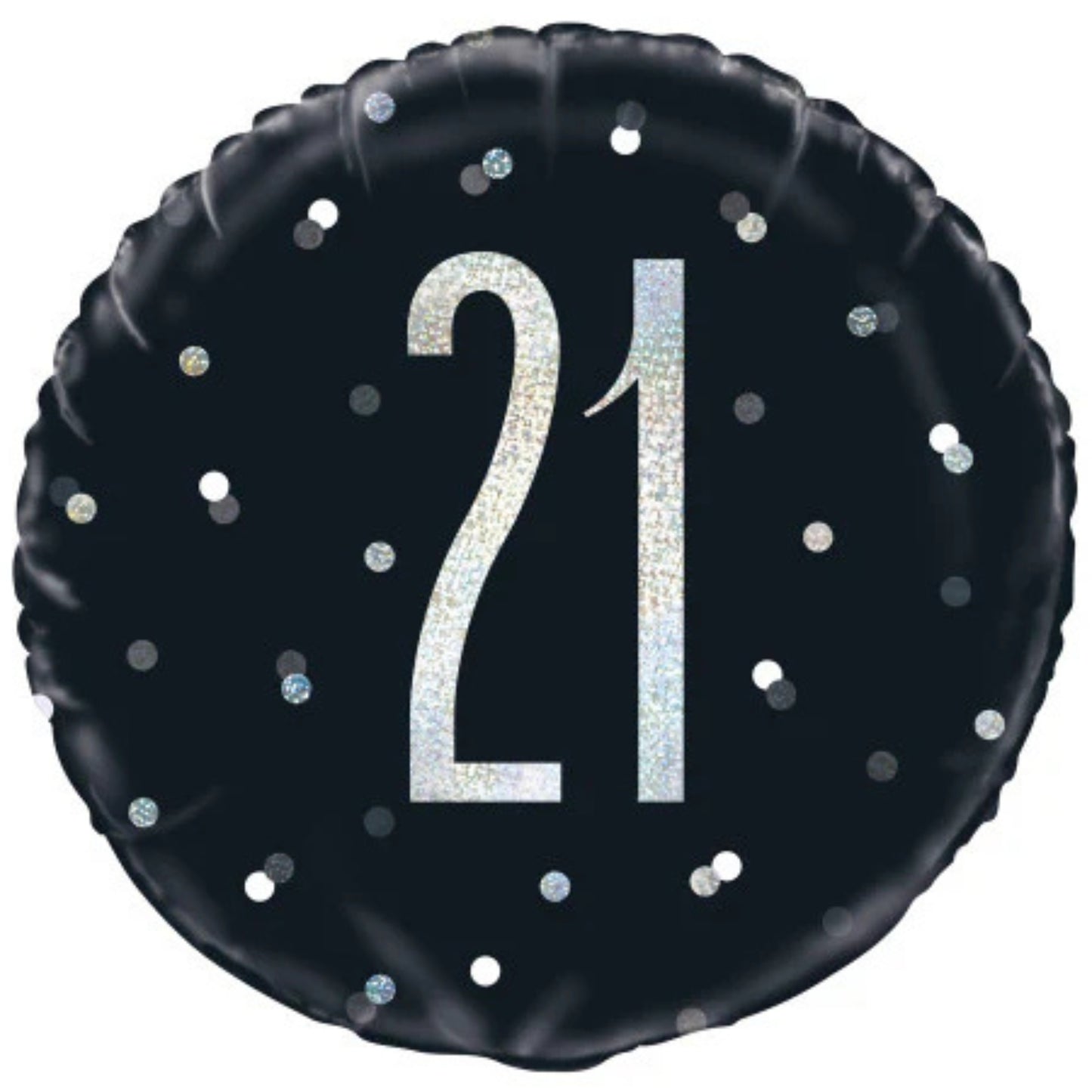 18"/ 46cm GLITZ BLACK 21ST BIRTHDAY ROUND FOIL BALLOON