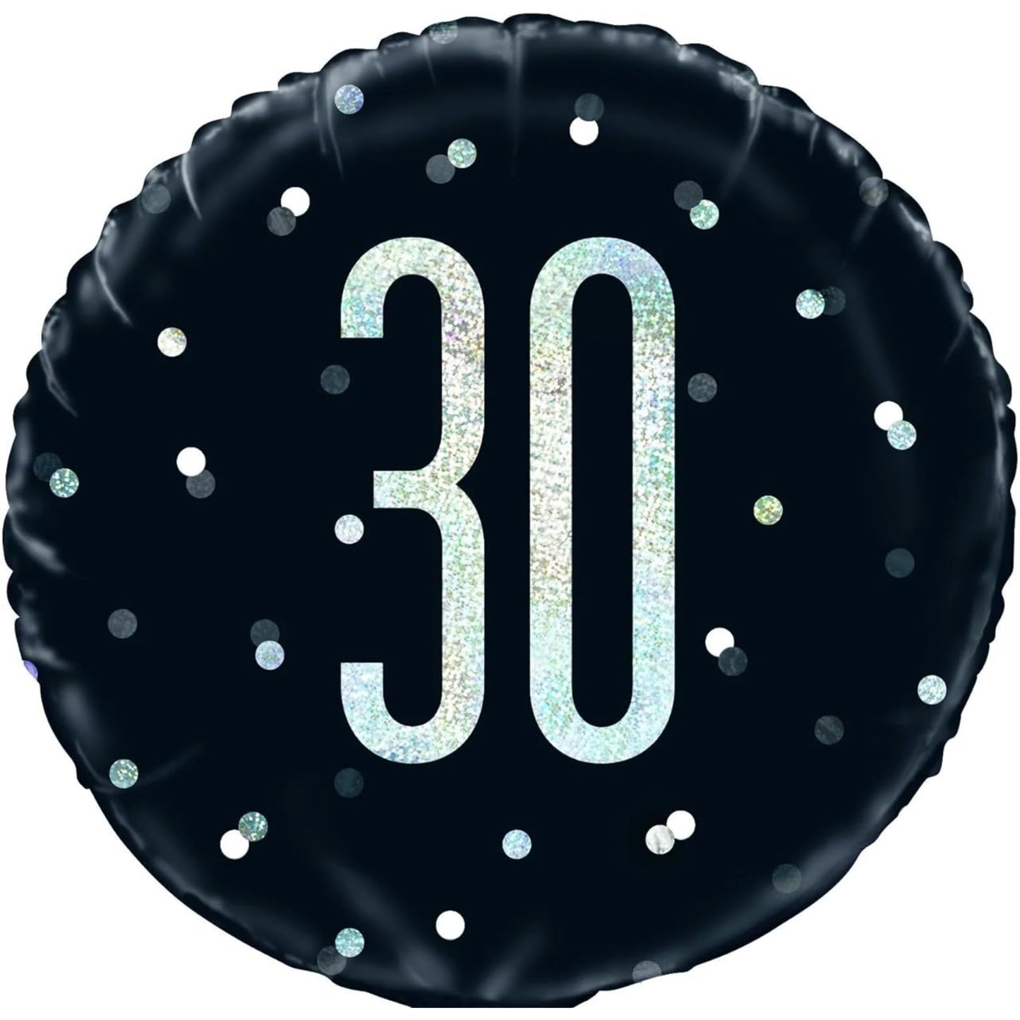 18"/ 46cm GLITZ BLACK 30TH BIRTHDAY ROUND FOIL BALLOON