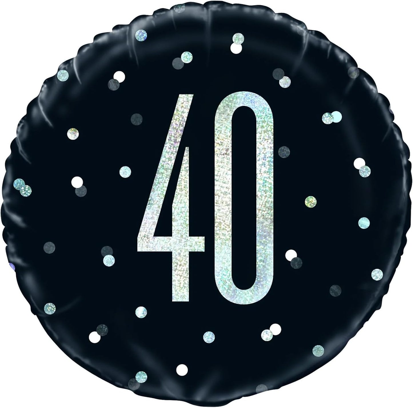 18"/ 46cm GLITZ BLACK 40TH BIRTHDAY ROUND FOIL BALLOON