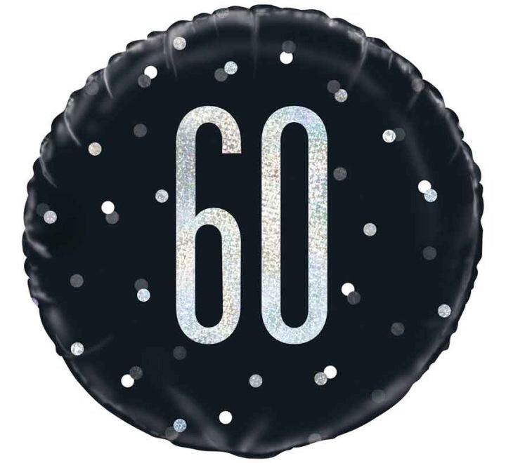 18"/ 46cm BLACK GLITZ 60 FOIL BALLOON ROUND FOIL BALLOON