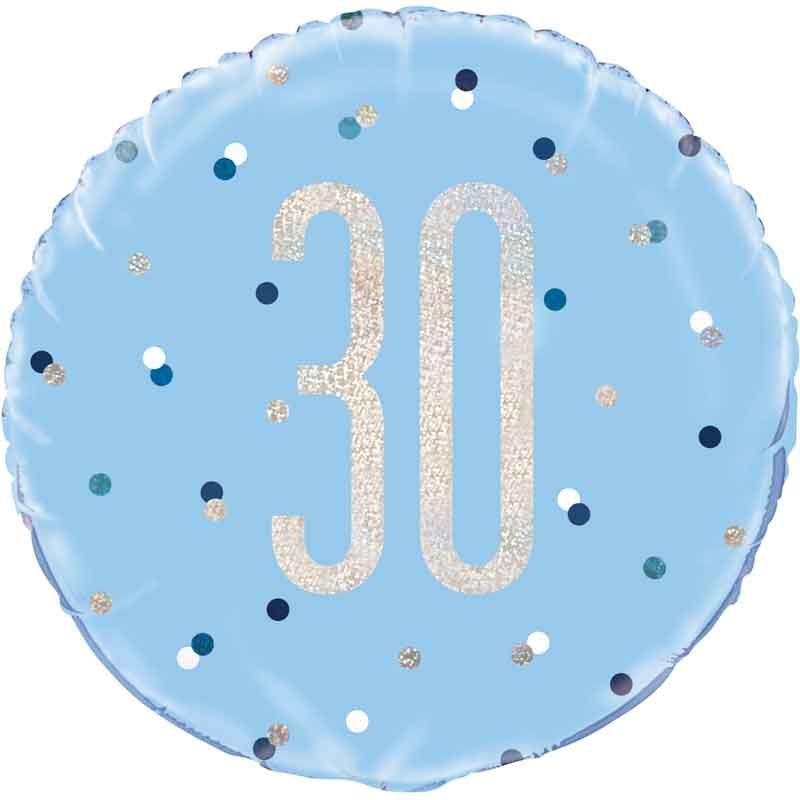 18"/ 46cm GLITZ BLUE 30 ROUND FOIL BALLOON